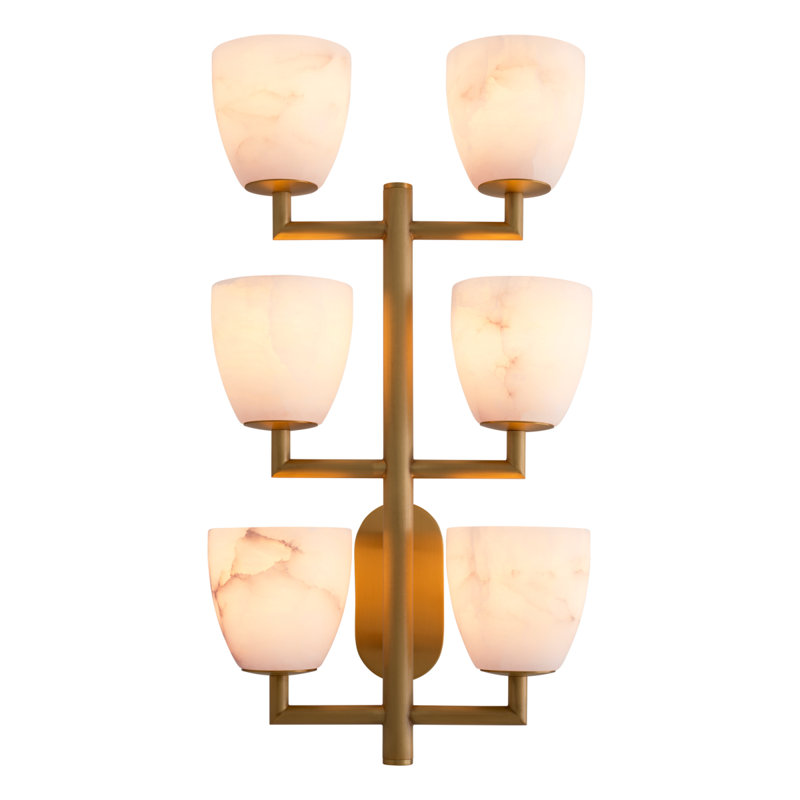 Wall Lamp Valerius Alabaster Antique Brass Finish
