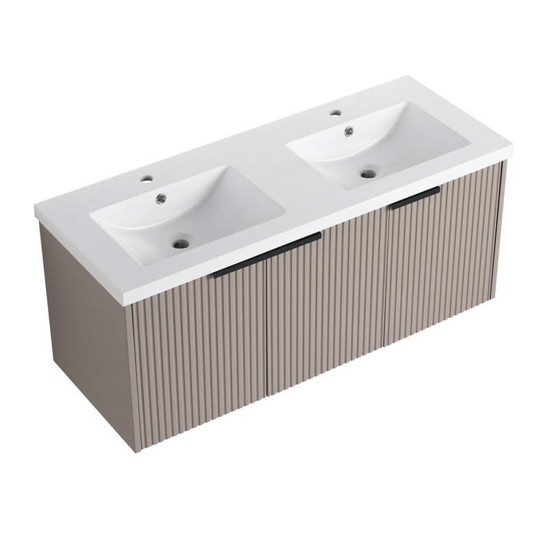 Meuble-lavabo pour la salle de bain à fixation murale, 47.6", Kaki