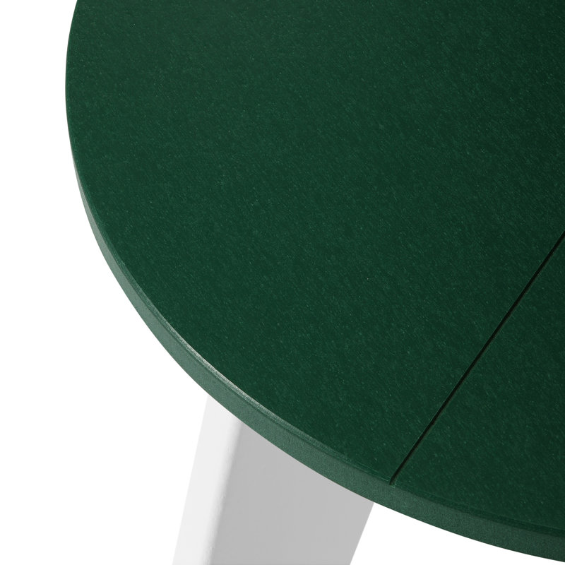 Outdoor Round 18" End Table, White, Dark Green