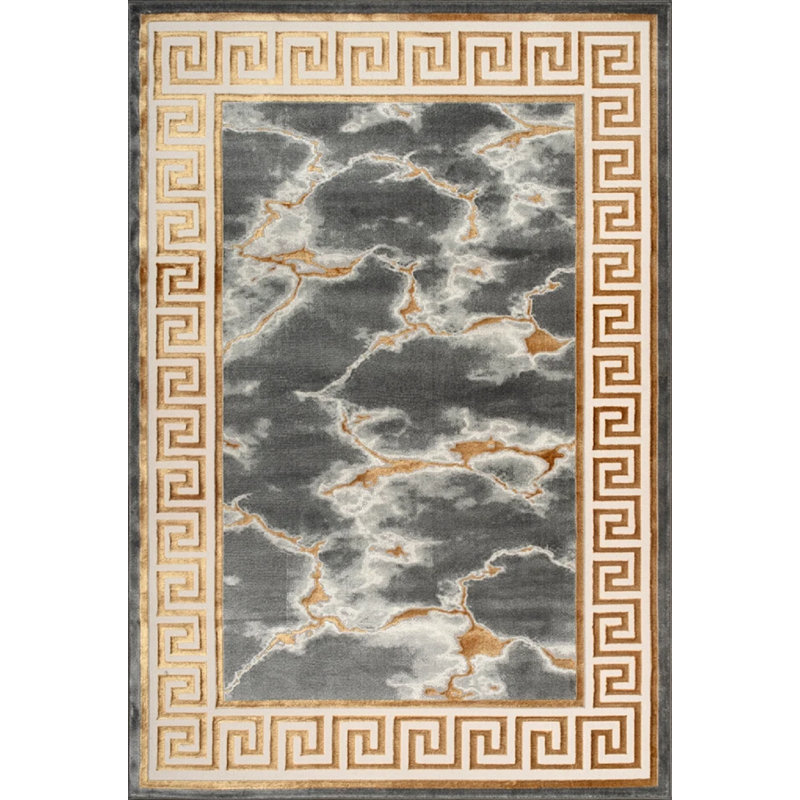 Boularderie Abstract Flatweave Berber Indoor / Outdoor Area Rug, Rectangle 120 x 170 cm, Gold Silver