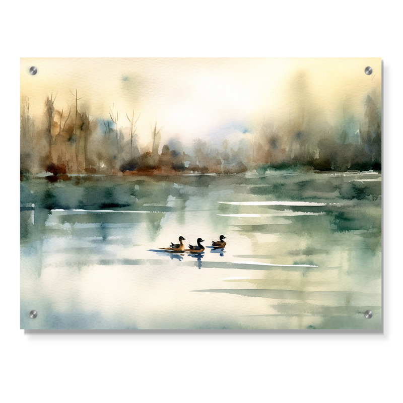 «Ducks In Pond I», décoration murale en acrylique, H 30 po x l 40 po