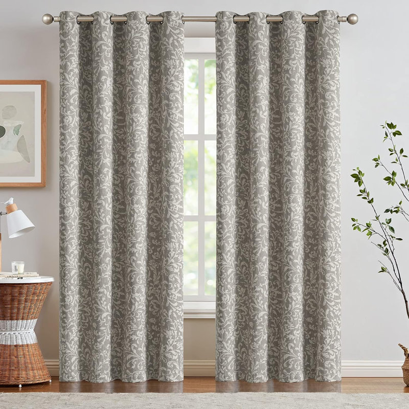 Paire de rideaux obscurcissant en polyester Coralia, Parchemin gris, L 50 po x L 84 po