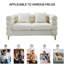 Canapé modulaire 60 pouces 2 places, canapé modulaire en tissu Comfort Teddy, assise douce avec 2 coussins pour le salon, la chambre à coucher, le bureau, blanc-1528907930