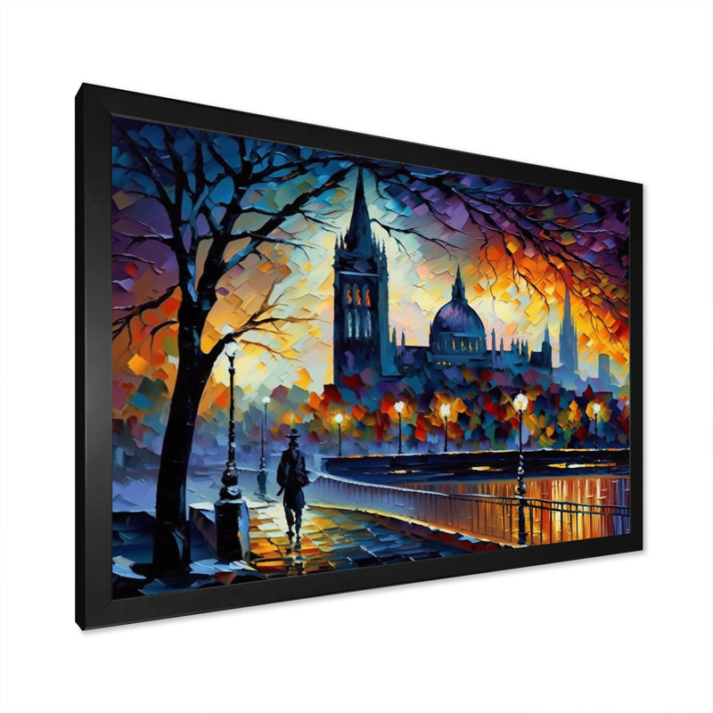 «City View in the Fall I», reproduction sur toile, H 12 po x l 20 po x P 1 po, Impression noire sur toile encadrée