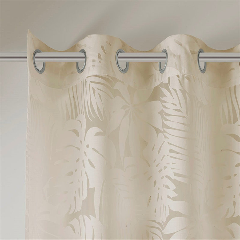Palm Leaf Burnout Window Sheer Natural 50X84", 50" W x 84" L