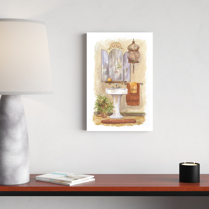 «Watercolor Bath in Spice I», peinture sur toile, H 18 po x l 12 po