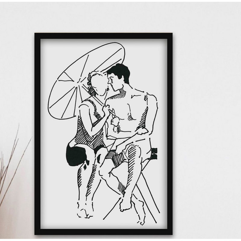 « new love », reproduction d’art sur toile, H 45 po x l 30 po x P 1,5 po, Cadre flottant noir