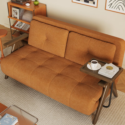 Canapé-lit pliant convertible de 53 po, fauteuil-lit 3 en 1 avec plateau latéral amovible et dossier réglable