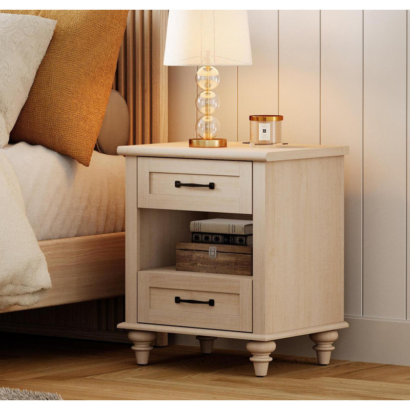 Table de chevet 2 tiroirs Scarlett, Beige, Individuel