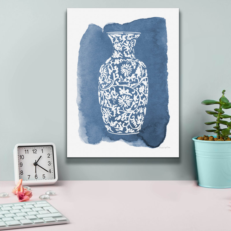 «China Vase 2 V2» par Mercedes Lopez, art mural sur toile Charro, H 16 po x l 12 po x P 0,75 po