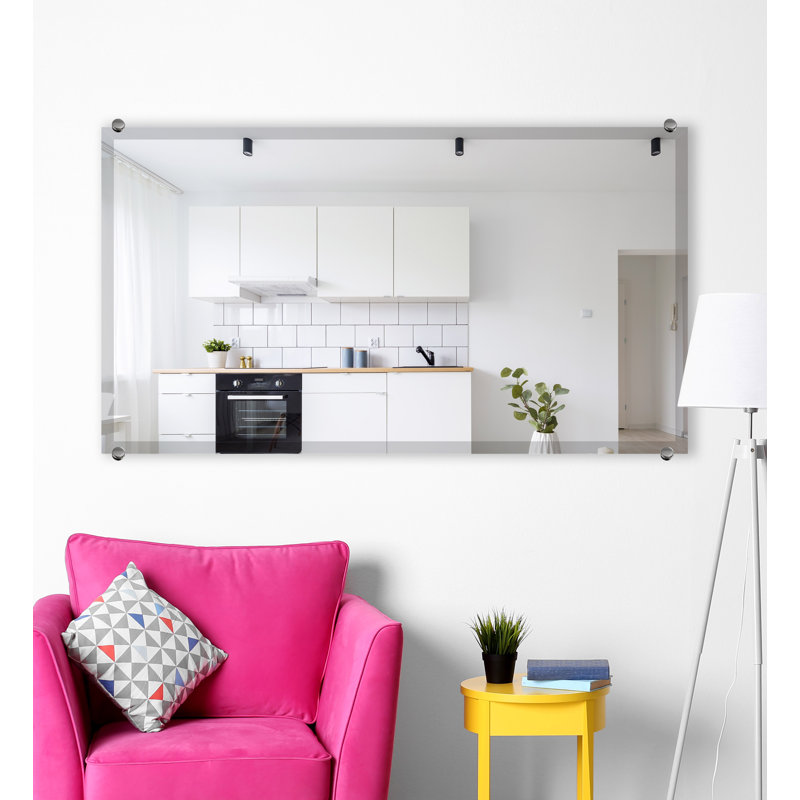 Mansell Beveled Frameless Wall Mirror, 66" H x 36" W, Chrome