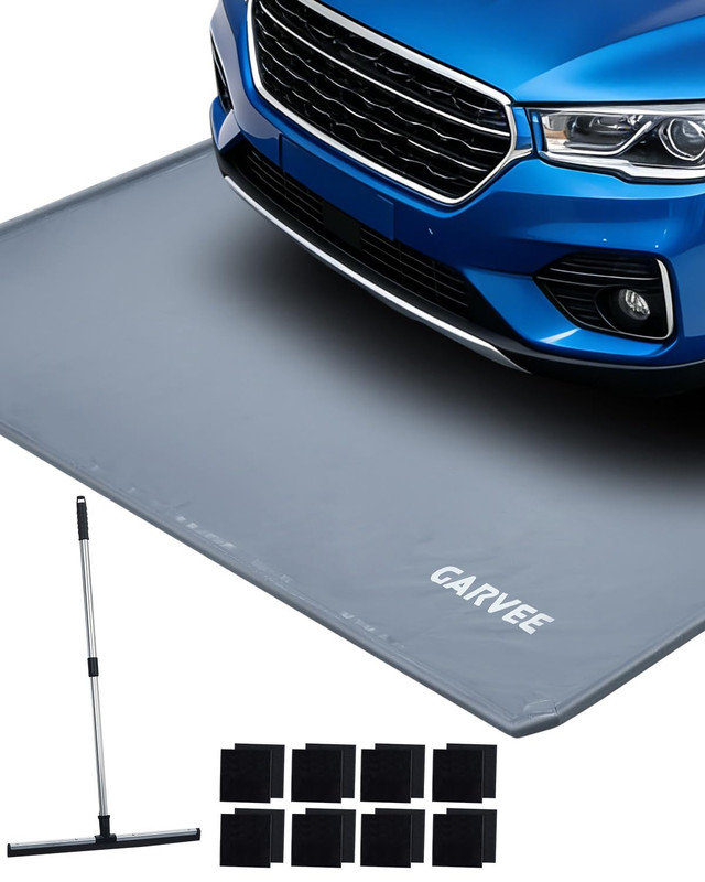 Tapis de confinement antidérapant avec raclette, robuste, facile à nettoyer 7 pi 9 po x 18 pi