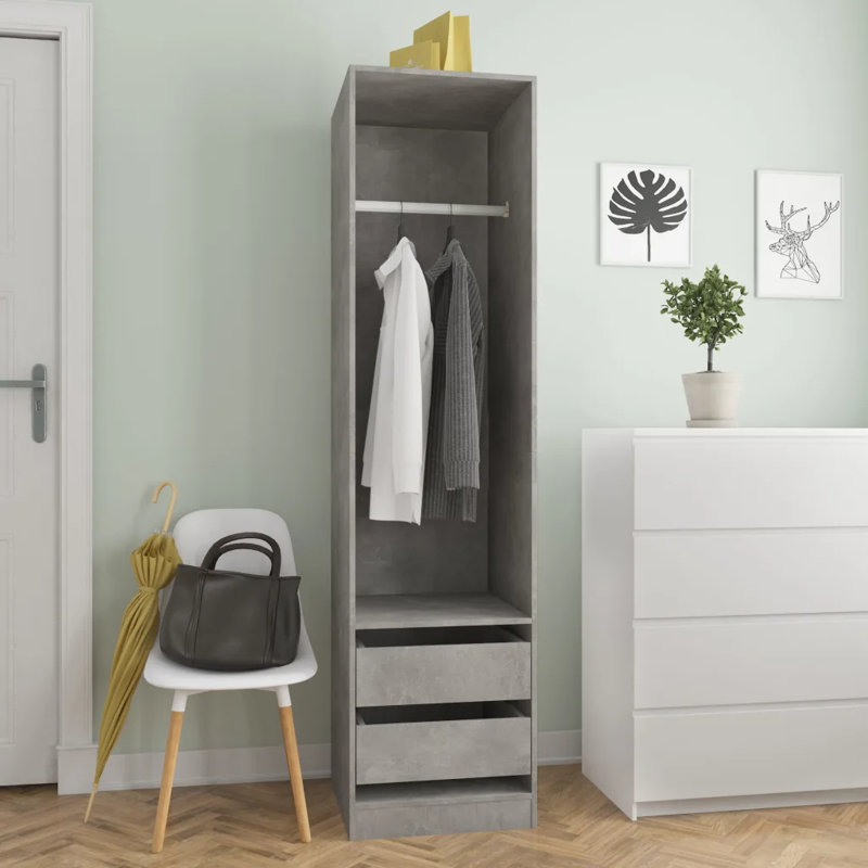 Edela Manufactured Wood Wardrobe, Concrete Grey