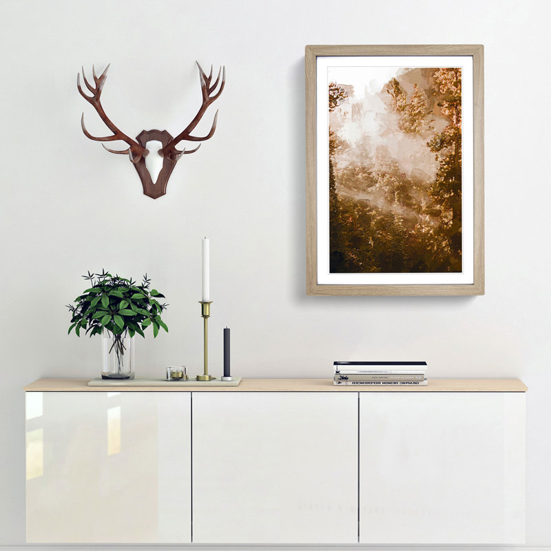 Light Through the Forest in Abstract - Picture Frame Graphic Art Print, Oak Framed, 87cm H x 62cm W x 2cm D