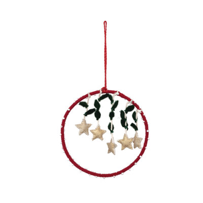 Wool Felt Ornament With Hanging Stars And Beads