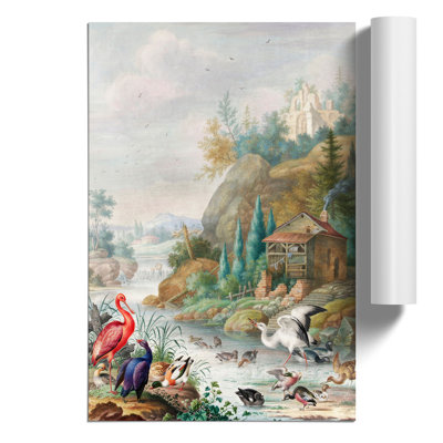 Birds Near A Mountain Stream by Herman Henstenburgh - No Frame Painting