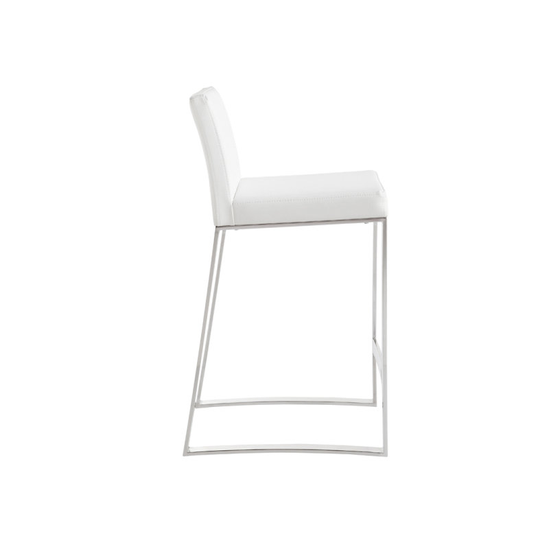 Barlet Bar & Counter Stool, Counter Stool (26" Seat Height), White Faux Leather