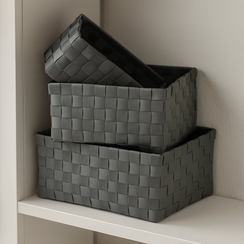 Evideco 8400 Baskets Plastic Decorative Basket, Gray