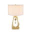Lampe de table 16 po x 27,5 po de diamètre à géométrie dorée - abat-jour tambour blanc, convient aux chambres à coucher, aux salons et aux bureaux (assemblage de l'abat-jour requis)