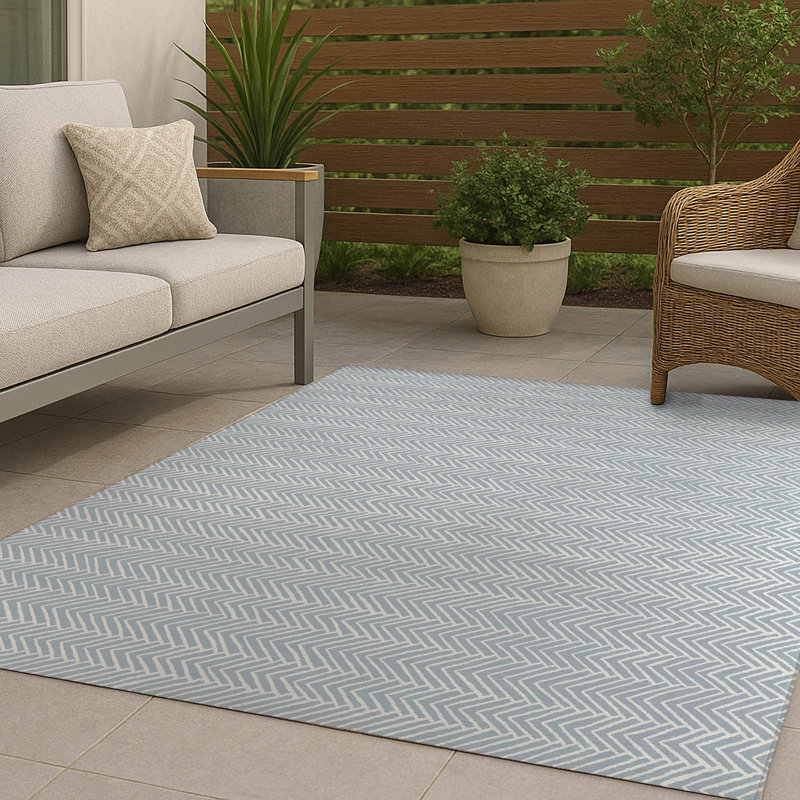 Tapis d'extérieur à motif de chevrons antidérapant, Rectangulaire 3 pi x 5 pi
