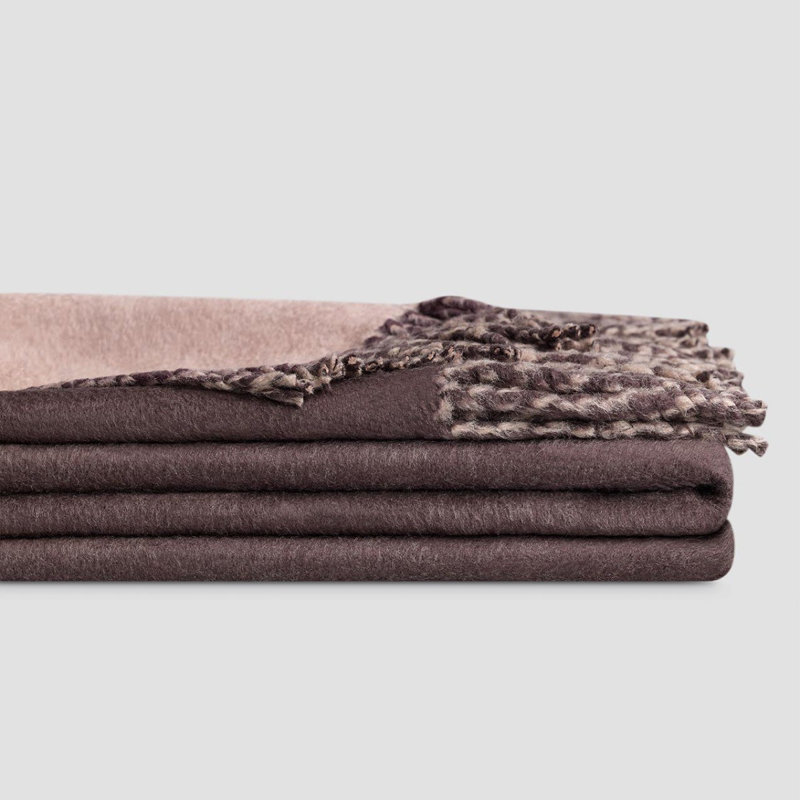 Marinetti Throw Blanket, 83" L x 79" W, Beaujolais/Golden Ecru
