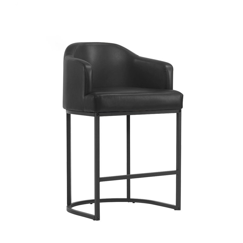 Tabouret 27 "en bois massif Alyce, Noir / similicuir