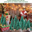 Mini arbre de Noël 12 pièces, table de base avec base en bois Mini arbre artificiel avec 4 tailles de sapin de table pour bouteilles de Noël