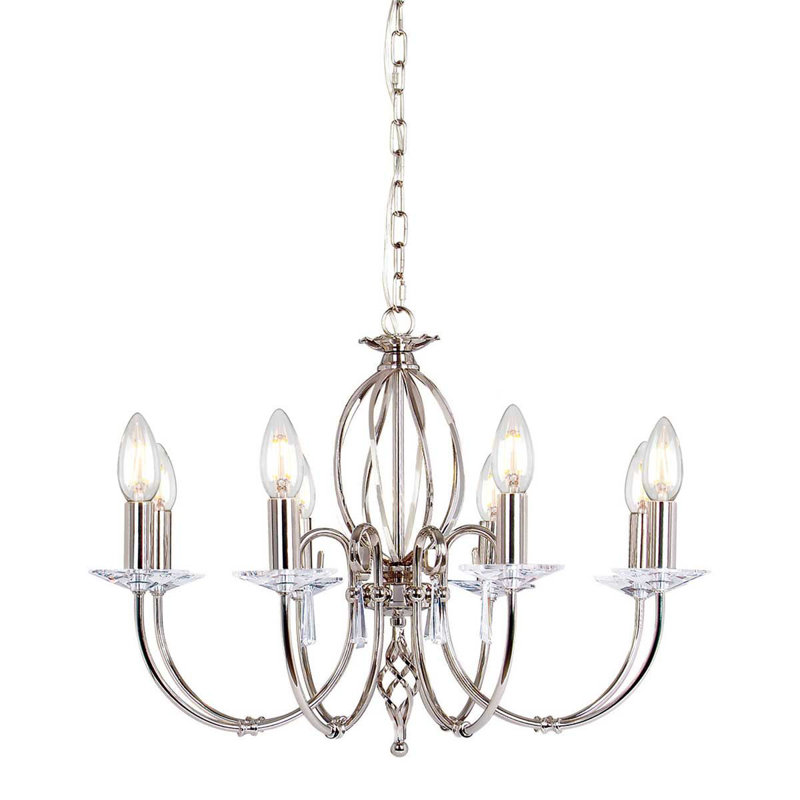 Vosburgh 8 - Light Candle Style Chandelier, Polished Nickel