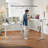 Tempered Glass Top Height Adjustable Standing Desk, Computer Desk with Drawer and USB Charge-1008077183-1006698346