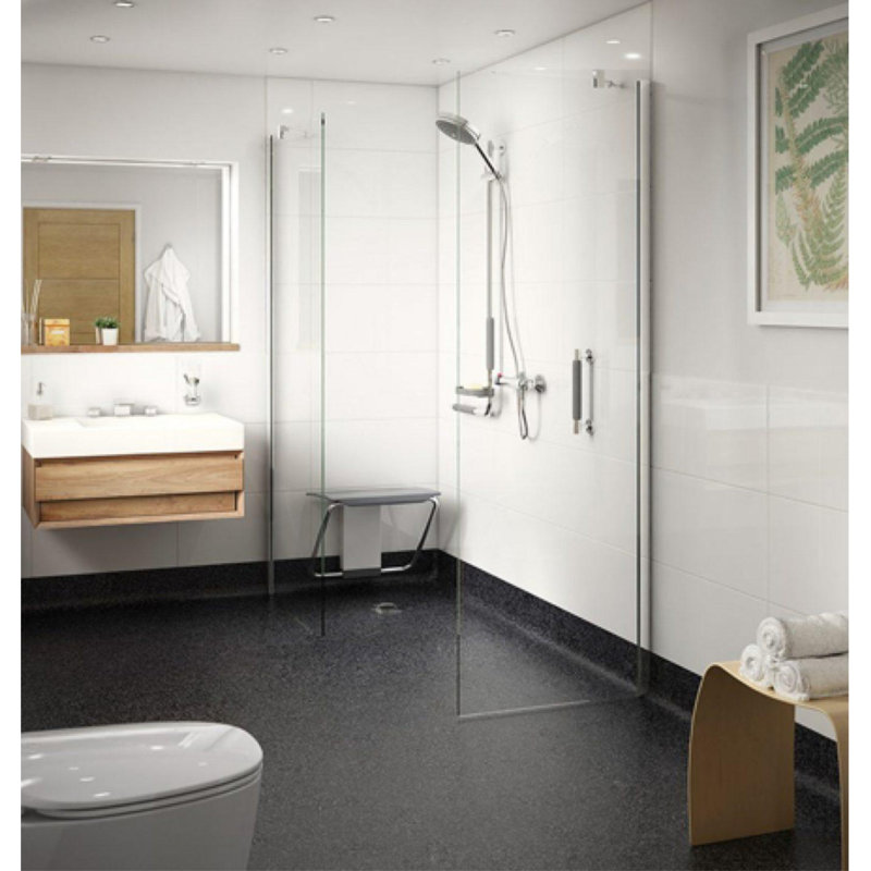 Stone Wet Floor Shower Tray Former with Vinyl Shower Waste, 2.2cm H x 95cm W x 95cm D