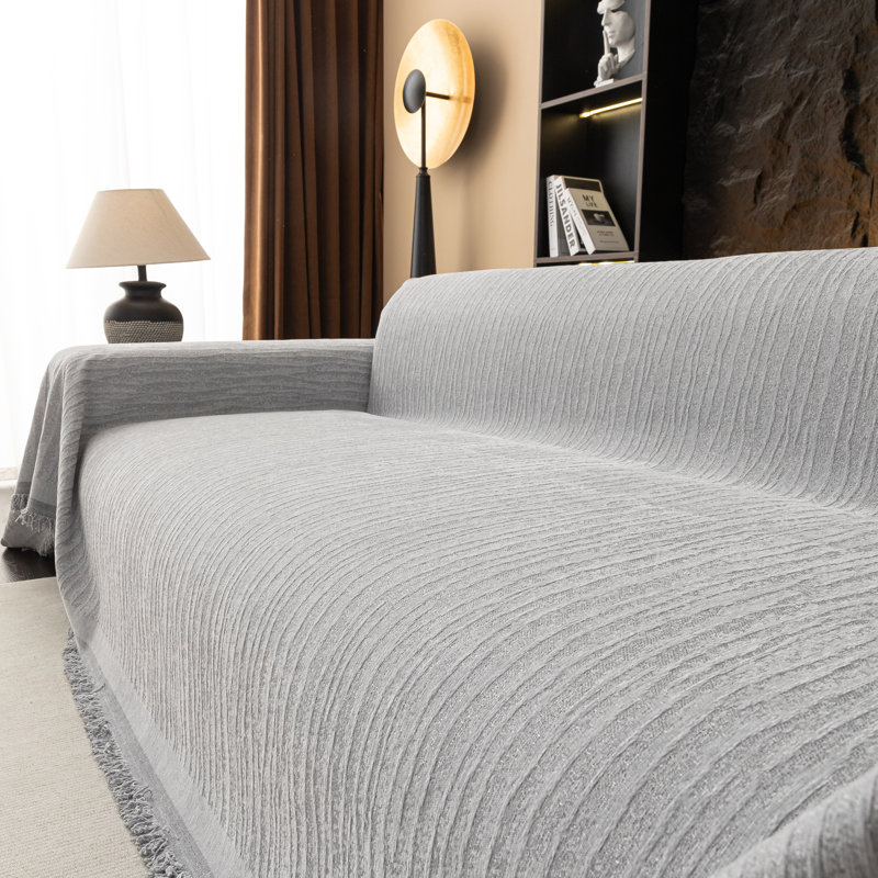 Jeté de canapé anti-dérapant 450GSM en jacquard - couverture épaisse en tricot réversible, housse de canapé lavable à la machine pour la décoration intérieure