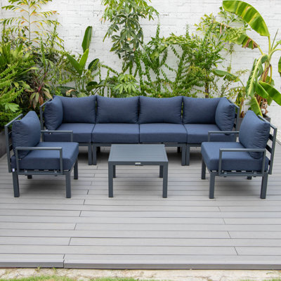 Chelsea 7-Piece Outdoor Sectional Seating Group – Weather-Resistant Aluminum Frame, Patio Conversation Set with Removable Cushions & Coffee Table
