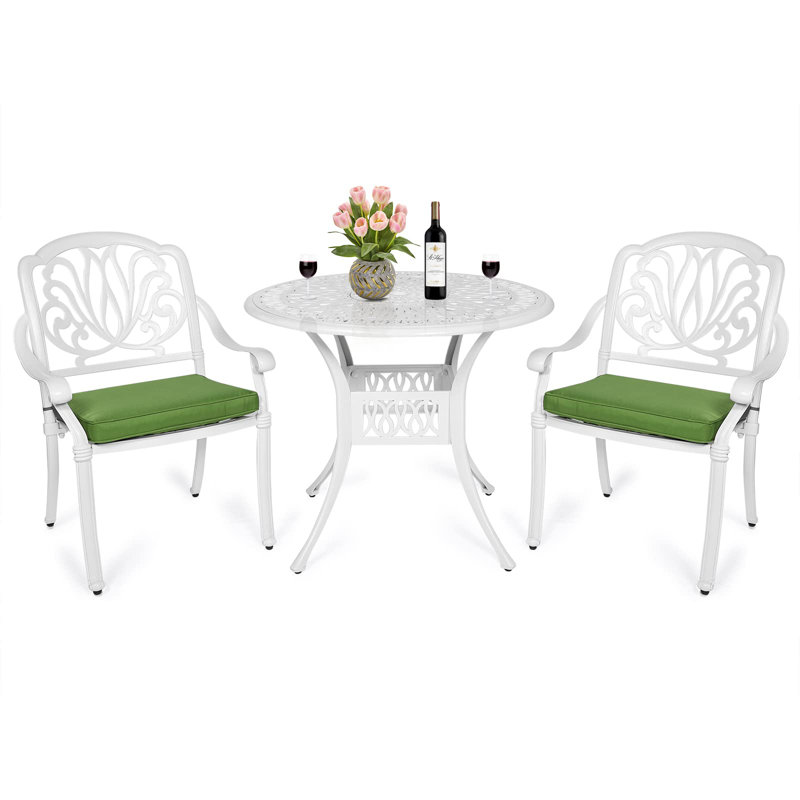 2 - Person Patio Dining Set with Round Table , Cushions Included