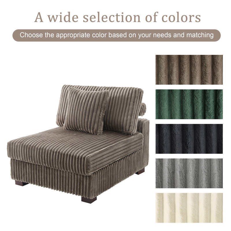 Upholstered Accent Chair with Footstool, Light Brown