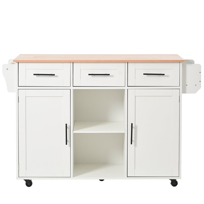 Wood Kitchen Island, Wite