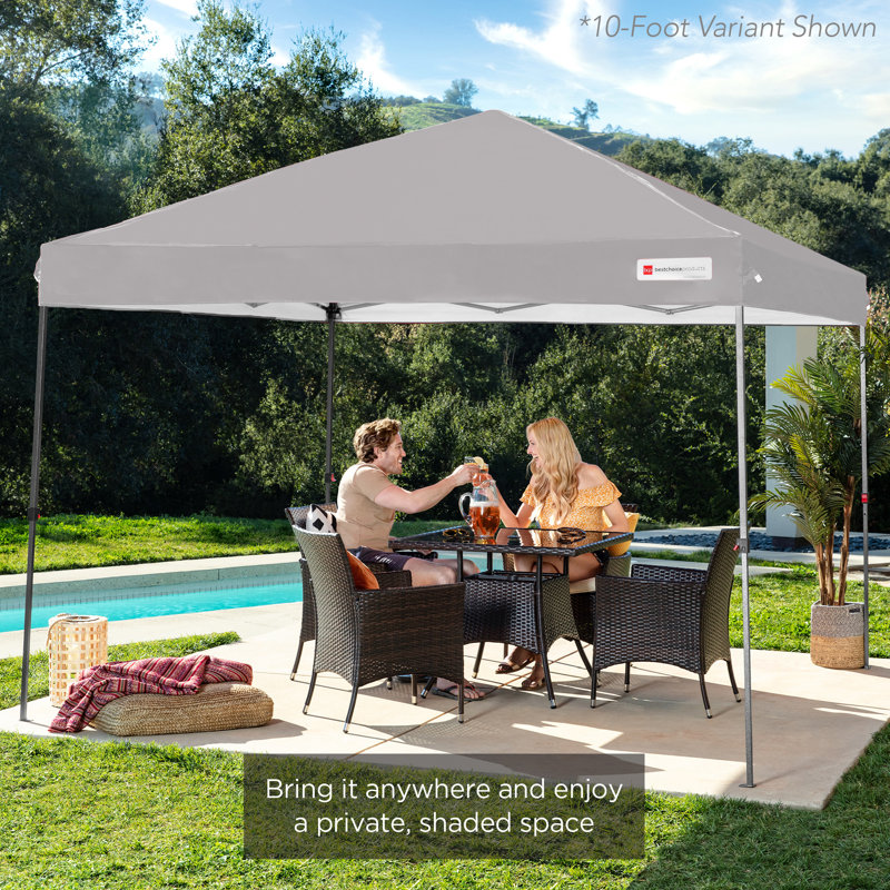 Best Choice Products Easy Setup Pop Up Canopy W/ 1-Button Setup, Wheeled Case, 4 Weight Bags, 12ft x 12ft, Light Gray