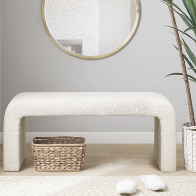Banc cascade contemporain de style contemporain en forme de cascade - l 42 po x H 18 po x P 16 po, capacité de poids de 400 lb, texturé crème, hall d'entrée en tissu sans assemblage H 16 po x P 18 po, bords lisses, nécessaire