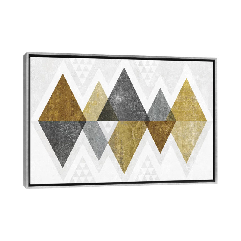 Reproduction de photo encadrée « mod triangles II » par Michael Mullan, Toile avec cadre argenté
