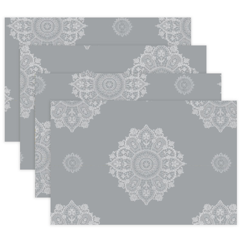 Ensemble de napperons 4 pièces Lace Medallion, Argent