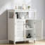 Armoire de salle de bain autoportante, armoire de rangement au sol, armoire de rangement de salle de bain blanche avec portes à volets amovibles
