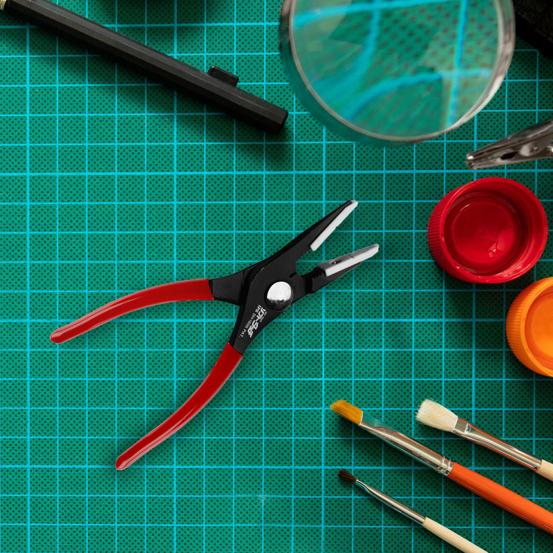 8” Needle Nose Pliers - Soft Jaw Pliers for Jewelry Making, Crafts, Electronics Repair, and Maintenance - Soft Grip Hand Tools (Red)