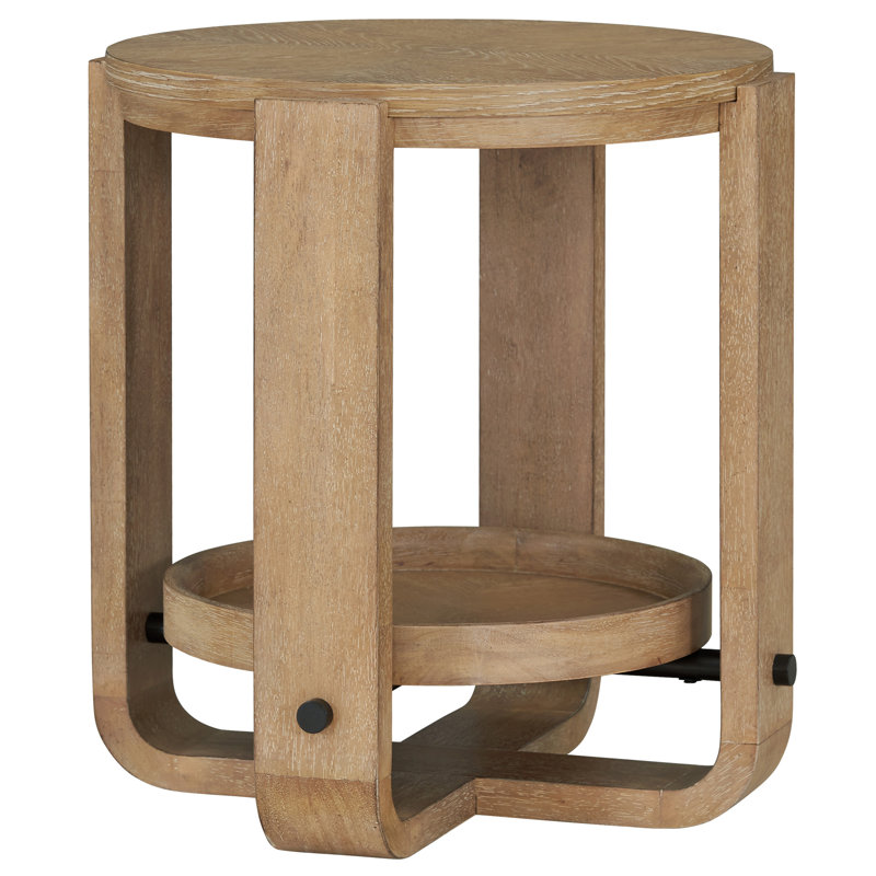 Pula 24'' Tall Abstract Round End Table with Shelf
