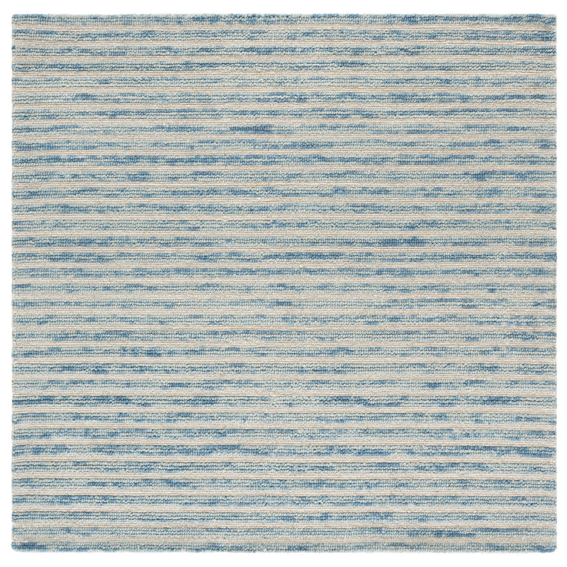 Ebony 755 Hand Tufted 80% Wool; 20% Cotton Striped Rug, 6' X 6' Square