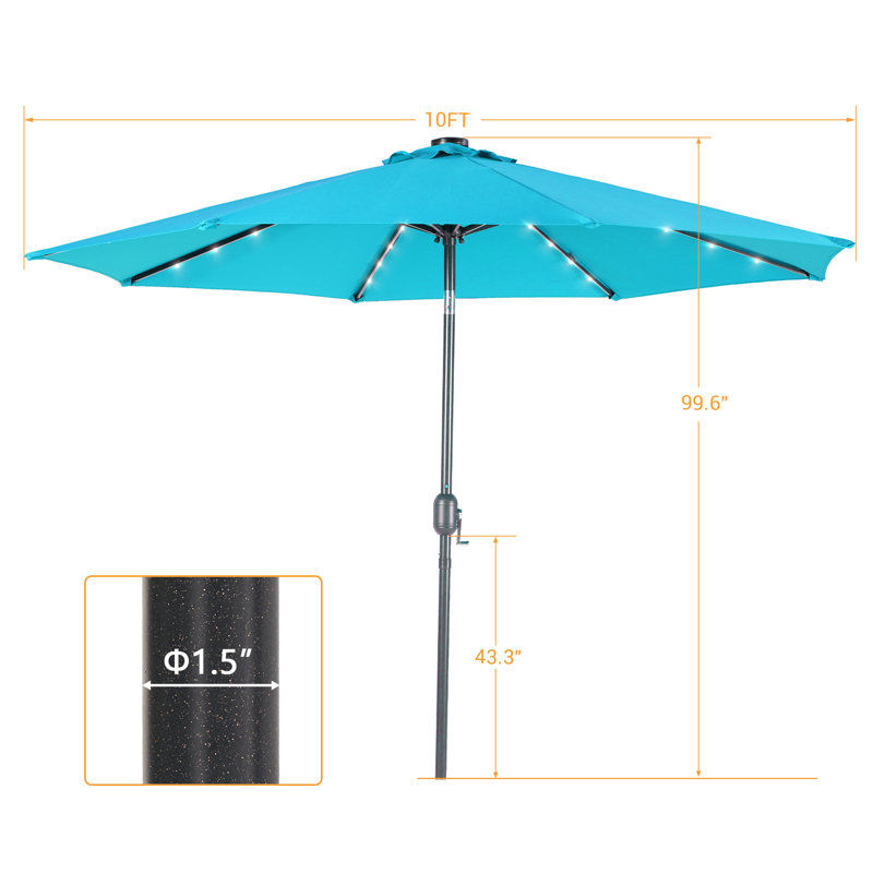 Parasol de marché pour terrasse 10 pi, Bleu lac