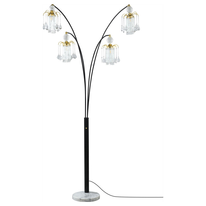 Lampe sur pied suspendue à arc en cristal 91 pouces Maissie - noir
