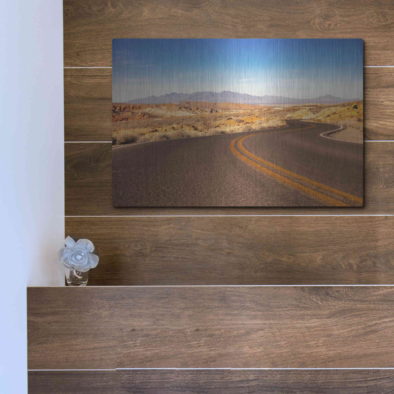 «Winding Desert Road», art mural en métal, H 12 po x l 16 po