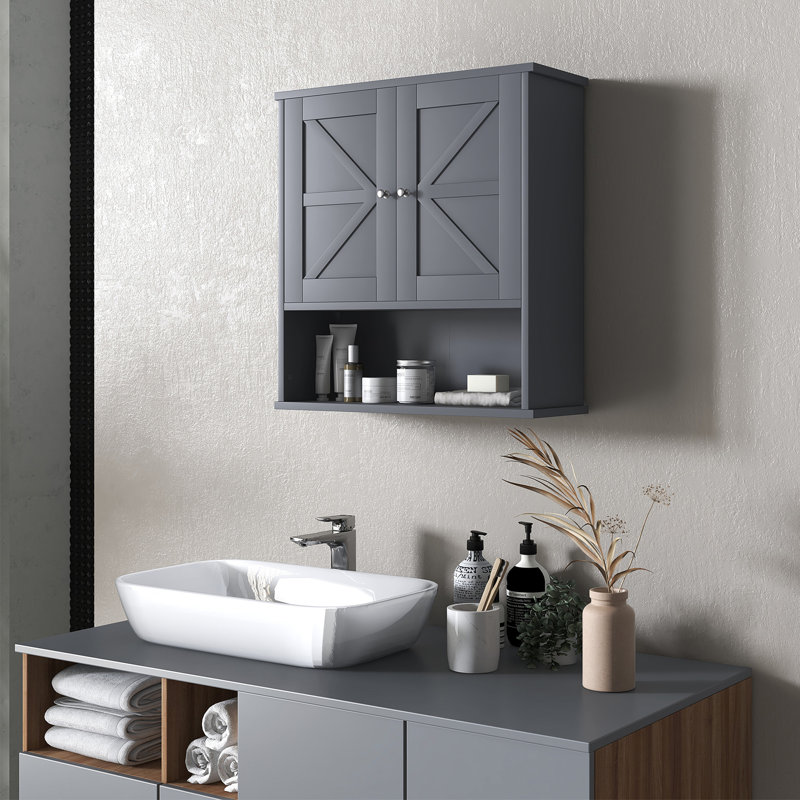 Armoire murale de salle de bain Kleankin Farmhouse, Gris