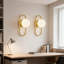 Ensemble de 2 appliques murales de style Mid-Century moderne en or avec abat-jour sphérique blanc pour salle de bain