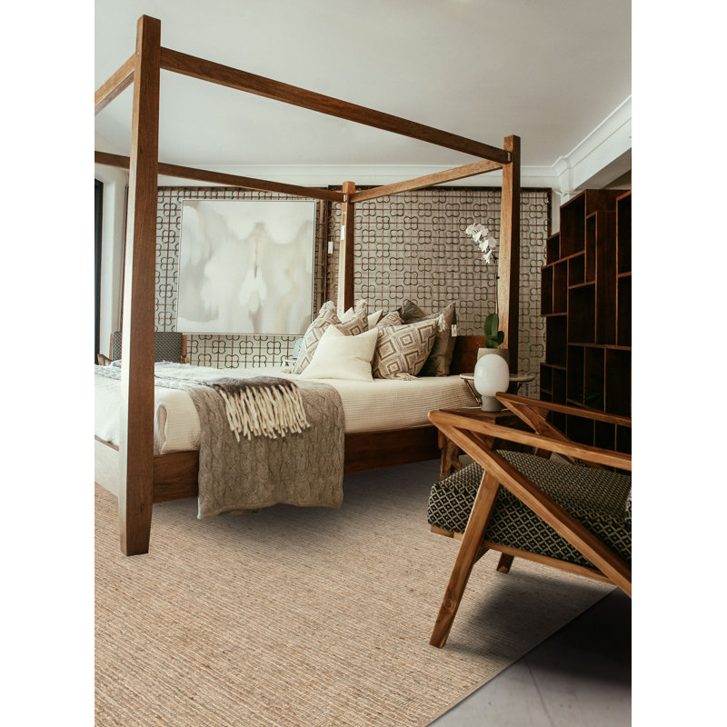 Terra Flatweave Wool Area Rug in Beige/Sand, Rectangle 10' x 14'