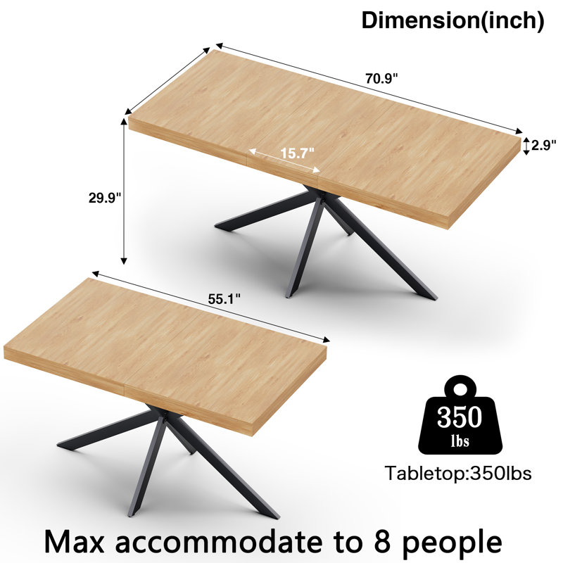 Averni Extendable Dining Table with Storage Box for 6-10 Seat, Oak
